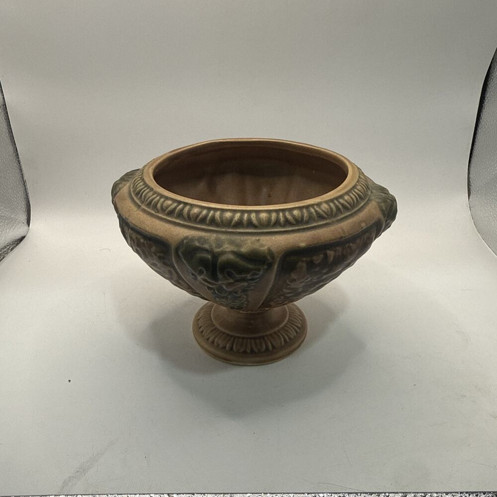Roseville Pottery Brown Florentine Compote, 4 1/2” Tall x 6” Wide *